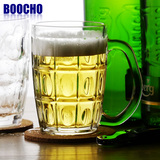 BOOCHO 大号带把扎啤杯啤酒杯 玻璃 创意 超大 水杯 牛奶咖啡杯子