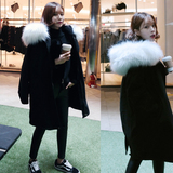 2015冬季新款韩版宽松超大毛领工装棉衣女长款加厚保暖棉服外套潮