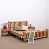 老榆木免漆双人床1.8米环保家具全实木卧室床现代中式家用床北京