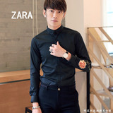 专柜代购ZARA男装印花衬衫休闲夏季白色时尚大码修身长袖男士衬衣