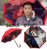 韩国代购她很漂亮黄静茵同款正品开收双重全自动红色名画三折雨伞