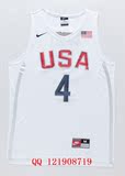里约奥运美国国家队4号库里球衣 刺绣版篮球服 梦十二队白色