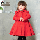 女童春装新款风衣外套韩国童装儿童单排扣中长款裙式大衣韩版风衣