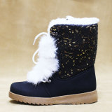 冬季韩版防水雪地靴加厚保暖中筒平跟防滑休闲长毛绒女靴子布棉鞋