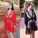 泰国nana旅游必备大码民族风女装重工刺绣波西米亚连衣裙沙滩短裙