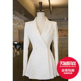 韩国春秋新款女修身小西装休闲女式西服外套职业通勤白色西装外套