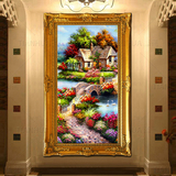 欧式玄关装饰画 竖版托马斯山水风景手绘酒店别墅走廊挂墙壁 油画