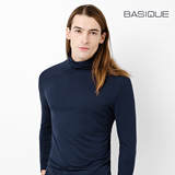 元本BASIQUE 2016春季新款打底衫男士高领套头长袖T恤 莫代尔潮