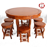 红木餐桌圆桌花梨木圆台刺猬紫檀实木餐桌椅组合简约中式家具包邮