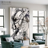 现代客厅装饰画 黑白线条抽象油画 创意画 艺术画 办公室大幅挂画