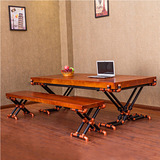 原木复古铁艺泡茶桌椅组合餐桌椅实木桌椅咖啡厅奶茶店餐桌椅