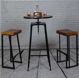 美式复古LOFT风格实木酒吧椅高脚凳椅欧式铁艺吧台椅前台做旧椅子