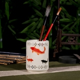 景德镇陶瓷器创意时尚镂空象牙瓷笔筒办公室用品装饰礼品文房四宝