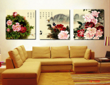 中式壁画客厅装饰画现代简约国花挂画卧室墙画无框画艺术画牡丹花