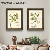 WOWART 美式装饰画树枝叶油画客厅沙发墙壁画玄关竖版挂画有框画
