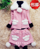 童装女童秋冬装套装2015新款儿童女宝宝羊毛呢外套短裤两件套