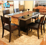 简约现代钢化玻璃餐桌 西式长餐桌  小户型吃饭长餐台 餐桌椅组合