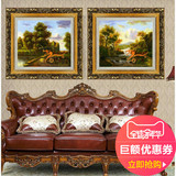 画意 欧美式家居走廊卧室玄关双拼手绘风景装饰油画壁画订做MK91