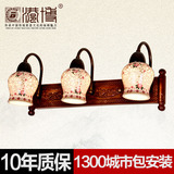 中式镜前灯卫生间浴室梳妆台化妆灯实木led古典中国风陶瓷灯具