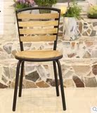 户外阳台休闲椅子组合铁艺实木桌椅家具黑色三件套 套装庭院花园