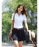 夏天职业衬衫女装正装短袖衬衫工装女寸衫韩版白领工作服白衬衣女