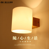 【CH灯具】简约卧室床头灯 日式实木原木LED客厅过道阳台北欧壁灯