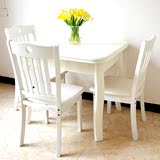 可折叠推拉饭桌子 小户型正方形方桌拉台白色伸缩餐桌椅组合 实木