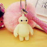 韩国创意礼品可爱兔毛球毛绒大白汽车钥匙扣女包挂件钥匙链圈BV绳