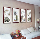 现代客厅中式装饰画卧室餐厅墙挂画多联有框画版画世界高山美景