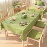 桌布绿色格子生活包邮条纹布艺椅垫软玻璃茶几椅套套装日式餐桌布