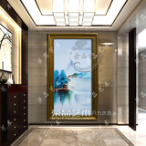 意象山水风景油画抽象中式纯手绘现代简约竖版玄关走廊过道装饰画