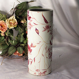 白色圆筒玫瑰印花陶瓷花瓶客厅摆件落地花瓶花插花器家居婚庆饰品