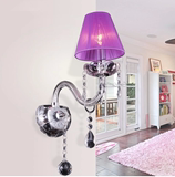 简约现代时尚米兰阁单头卧室床头过道饭店粉红/紫色布艺水晶壁灯