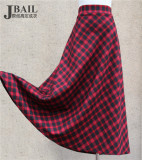 JBAIL原创高定成衣女装格子羊毛呢文艺复古高腰A字大摆半身超长裙