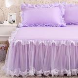 床裙韩版蕾丝单件彩色结婚庆欧式床罩双人粉色家纺床群床上用品
