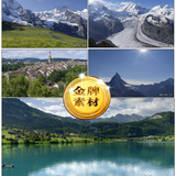 湖光山色清新优美自然风光高山羊群欧洲瑞士风情高清实拍视频素材