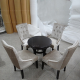 欧式餐椅简约布艺椅子售楼部处客厅洽谈桌椅组合新古典实木圆茶几