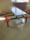 批发6人位食堂公司员工玻璃钢连体餐桌椅餐厅餐桌椅快餐台餐桌椅