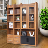 派森家具 现代中式简约实木包边书柜书架书橱置物架自由组合带门