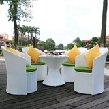 厂家供应休闲藤椅三件套户外白色藤编桌椅组合简约现代咖啡厅桌椅