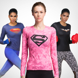 秋冬新款超人紧身衣女运动压缩健身服长袖速干透气训练服瑜伽服