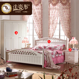 法姿彤家具韩式卧室组合套装橡木实木床1.8米储物床头柜三门衣柜