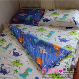 蓝白恐龙纯棉斜纹棉布宝宝床品布料卡通AB面幼儿园床单被套