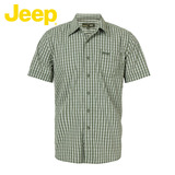 JEEP/吉普专柜同款夏季男士宽松纯棉休闲格子短袖衬衫JS13WH125