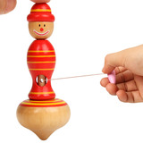 特价怀旧小丑拉绳陀螺传统木制益智儿童亲子玩具早教男女AF25463