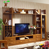实木电视柜组合电视墙 现代中式客厅电视机柜组合背景墙厅柜酒柜