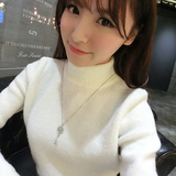 毛衣女装学院风中高领长袖套头毛衫 冬季新款韩版短款针织打底衫