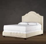 现代简约双人床高档欧式复古布艺软包床新古典美式乡村布艺软床