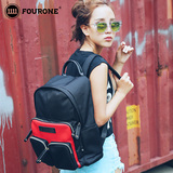 Fourone2015新款休闲双肩包女韩版拼接背包潮撞色书包旅行袋82022