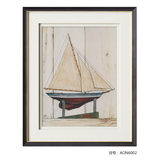 卡农新品 纯实木框 北欧法式客厅装饰画 书房有框画壁画 帆船挂画